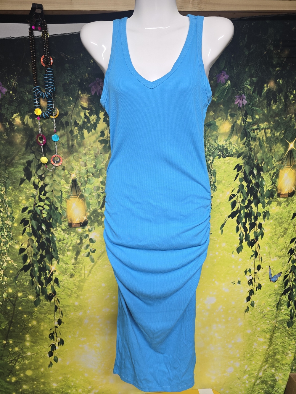#177 Universal Thread Sleeveless Rib-Knit Ruched Bodycon Dress